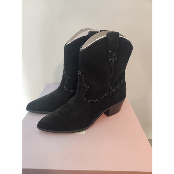 Lisa Vicky Nordstrom Suede Pointed black toe bootie in women's size 7.5 - Picture 3 of 6